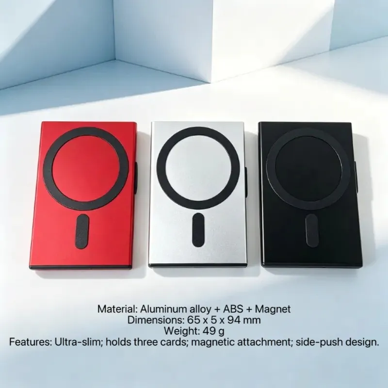Ultra-Thin Aluminum Magnetic Auto Pop-Up Card Holder